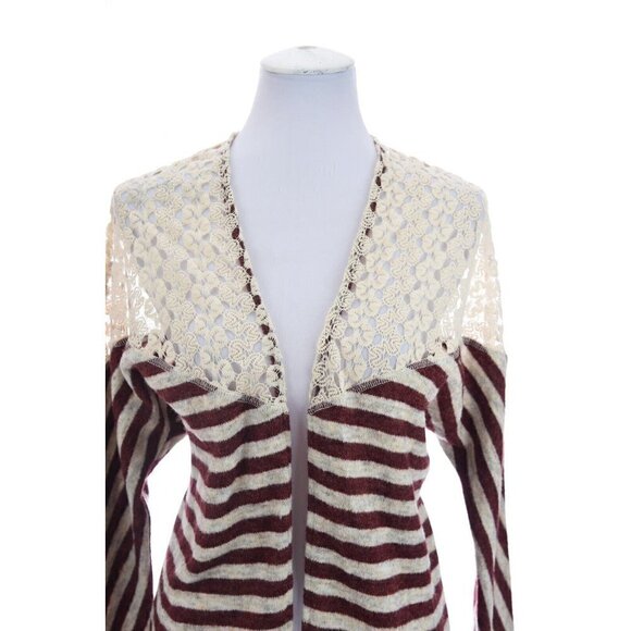 Umgee Womens Open Front Crochet Lace Cardigan Duster Open Front Striped Sz M - Picture 4 of 13